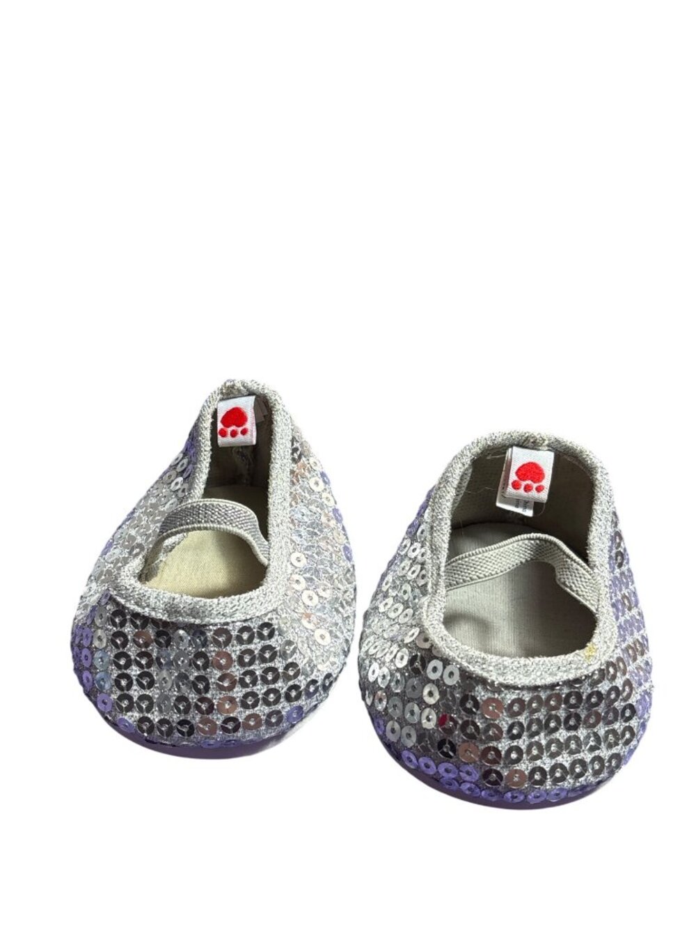 BABW Silver Sequin Shoes Ballerina-Style design with Elastic Straps.